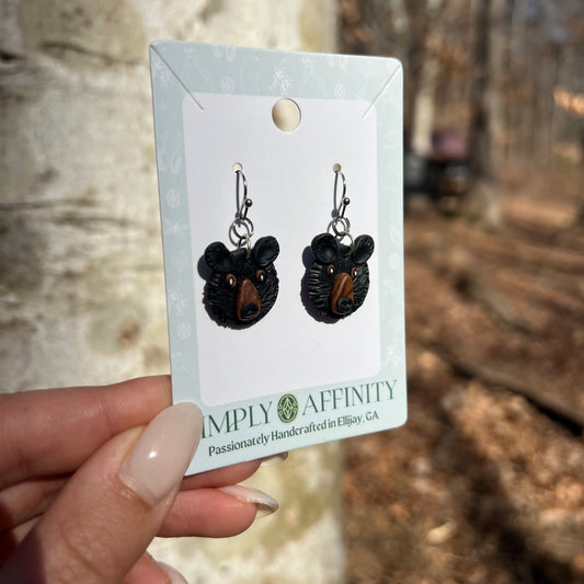 Polymer Clay Black Bear Earrings