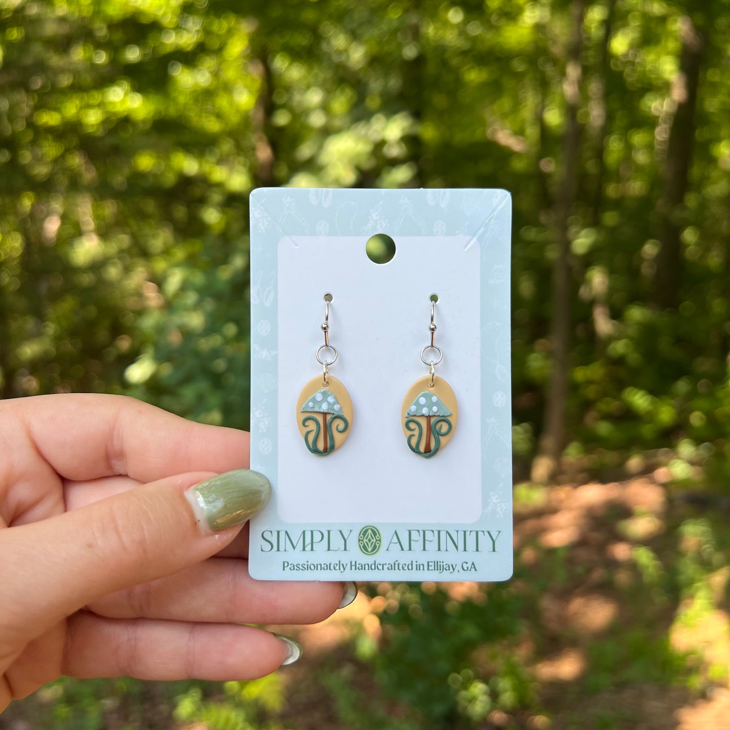 Green Mushroom Earrings