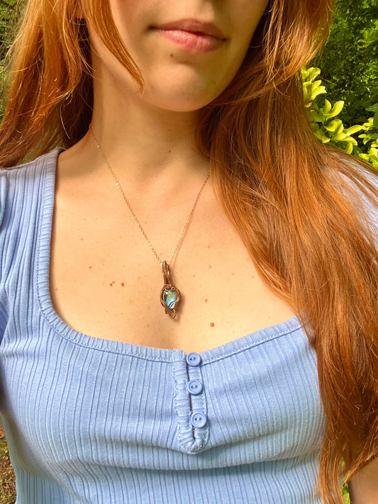 Abalone Shell & Quartz Doublet Pendant