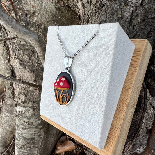 Mushroom Necklace in Steel