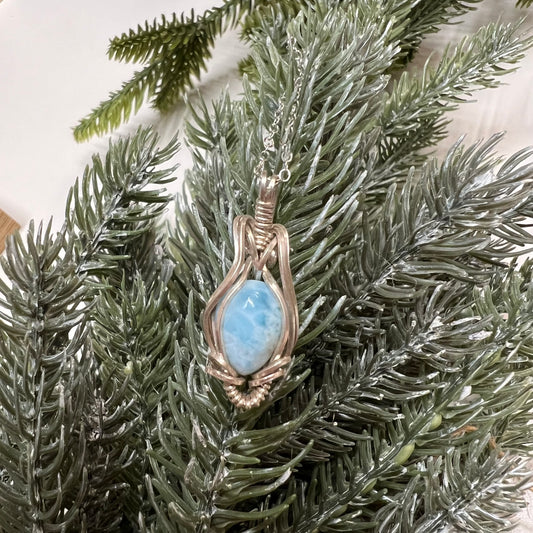 Larimar Wire-Wrapped Pendant in Sterling Silver