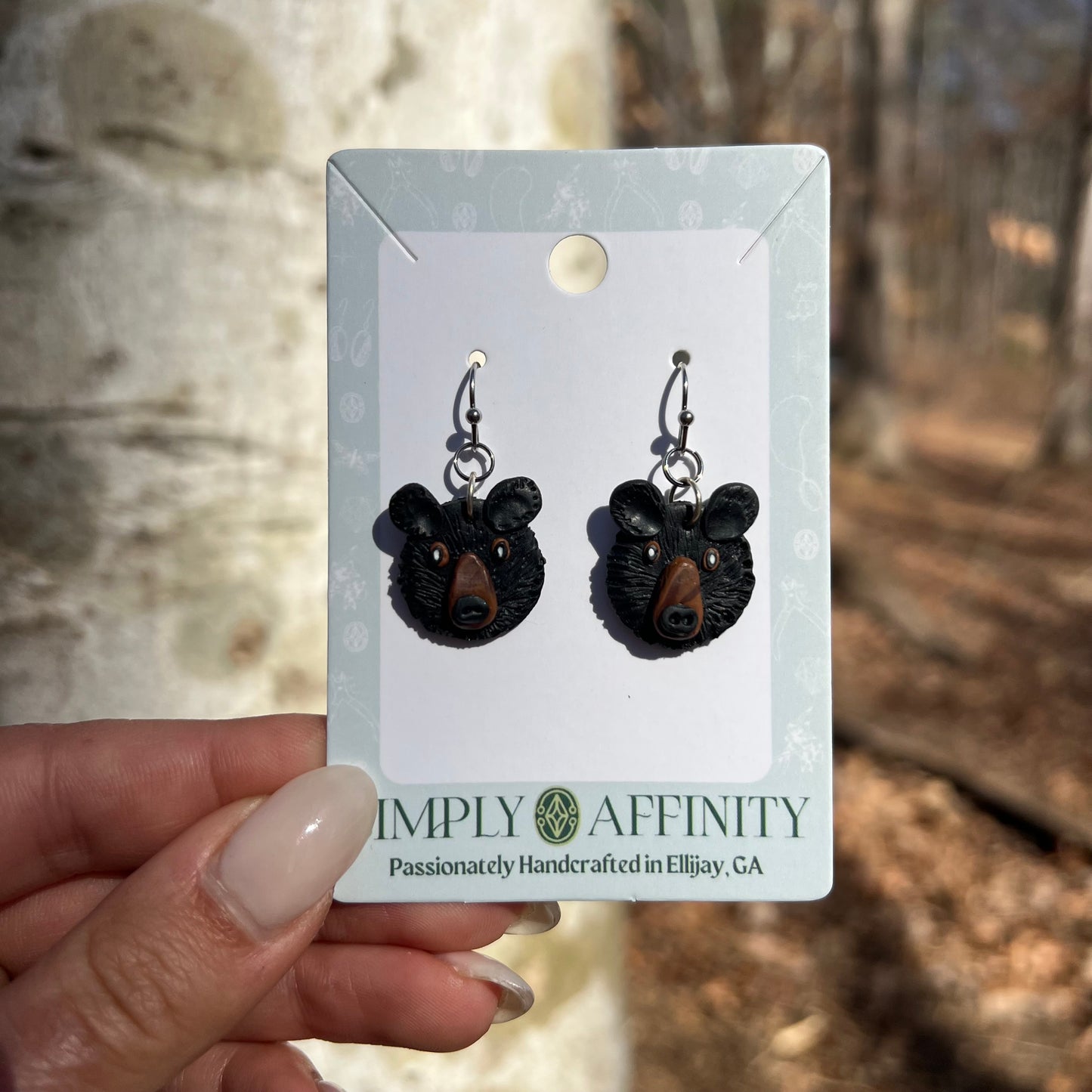 Polymer Clay Black Bear Earrings