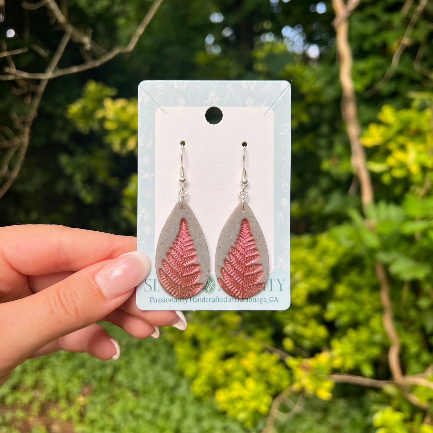 Copper Fern Teardrop Earrings