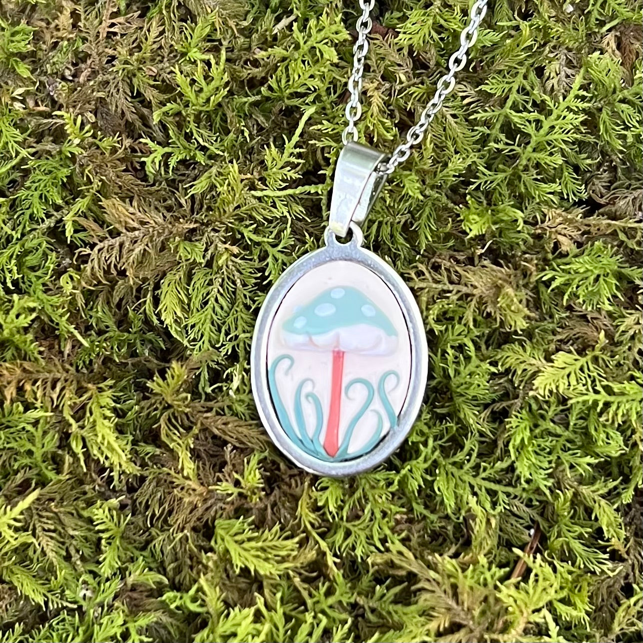 3D Green Mushroom Necklace