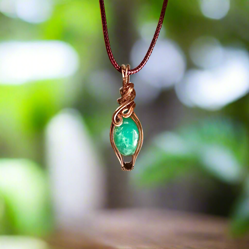 Wire-Wrapped Chrysoprase Pendant - Ready to Ship