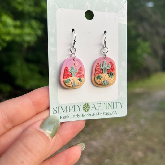 Desert Scene SquOval Earrings