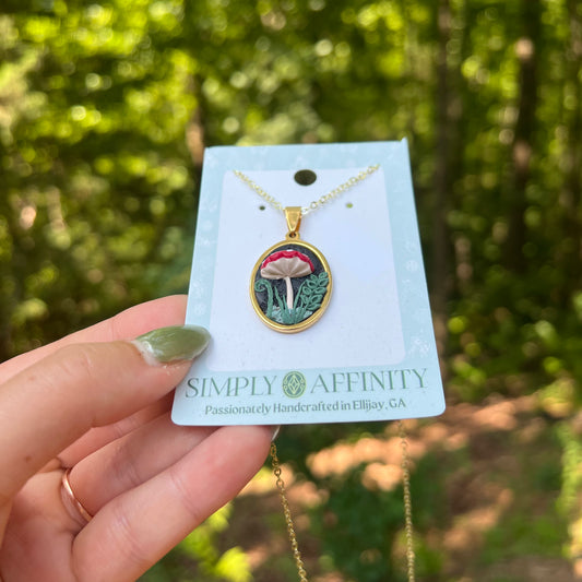 Mushroom and Fern Necklace