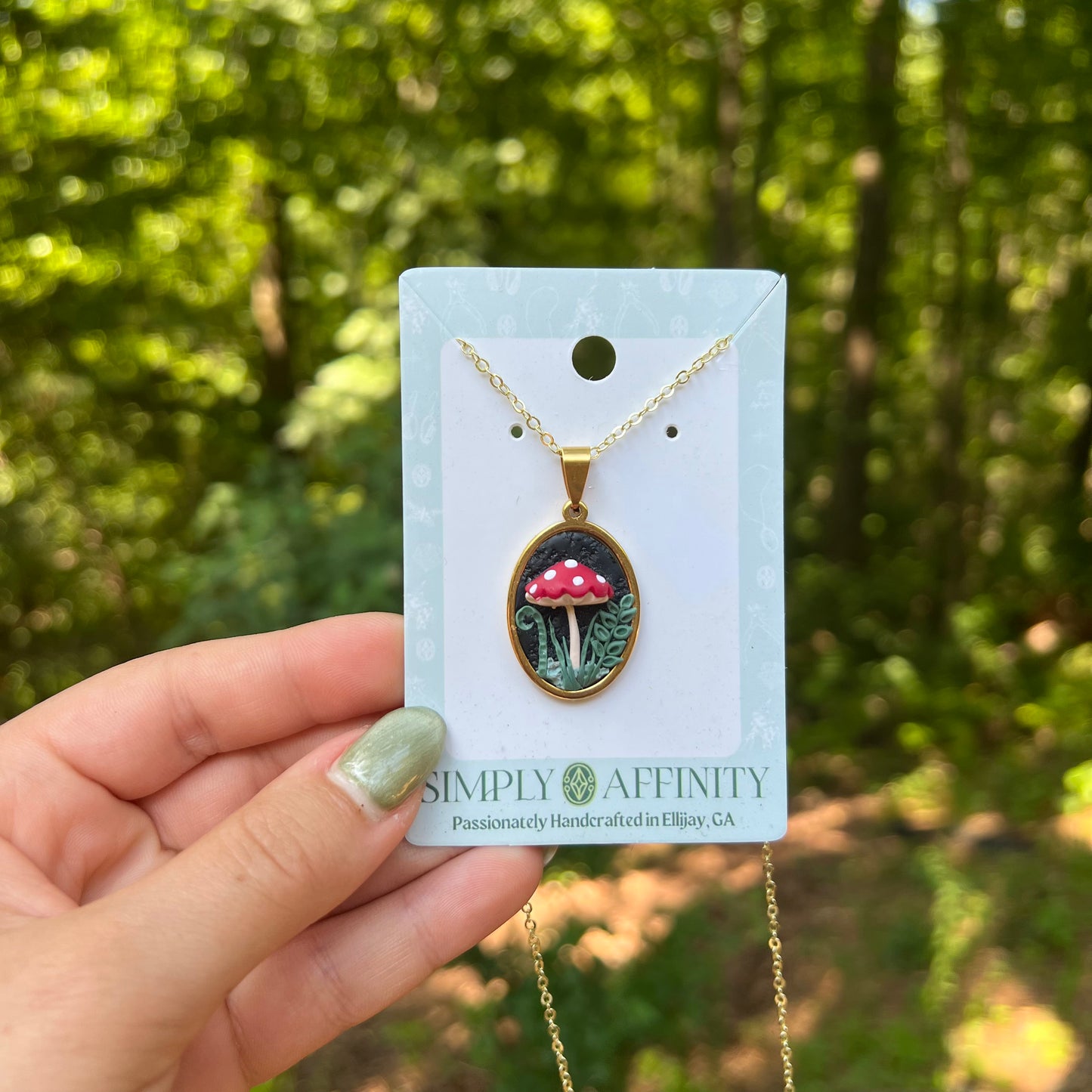 Mushroom and Fern Necklace