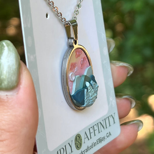 Pastel Mountain Sunset Necklace