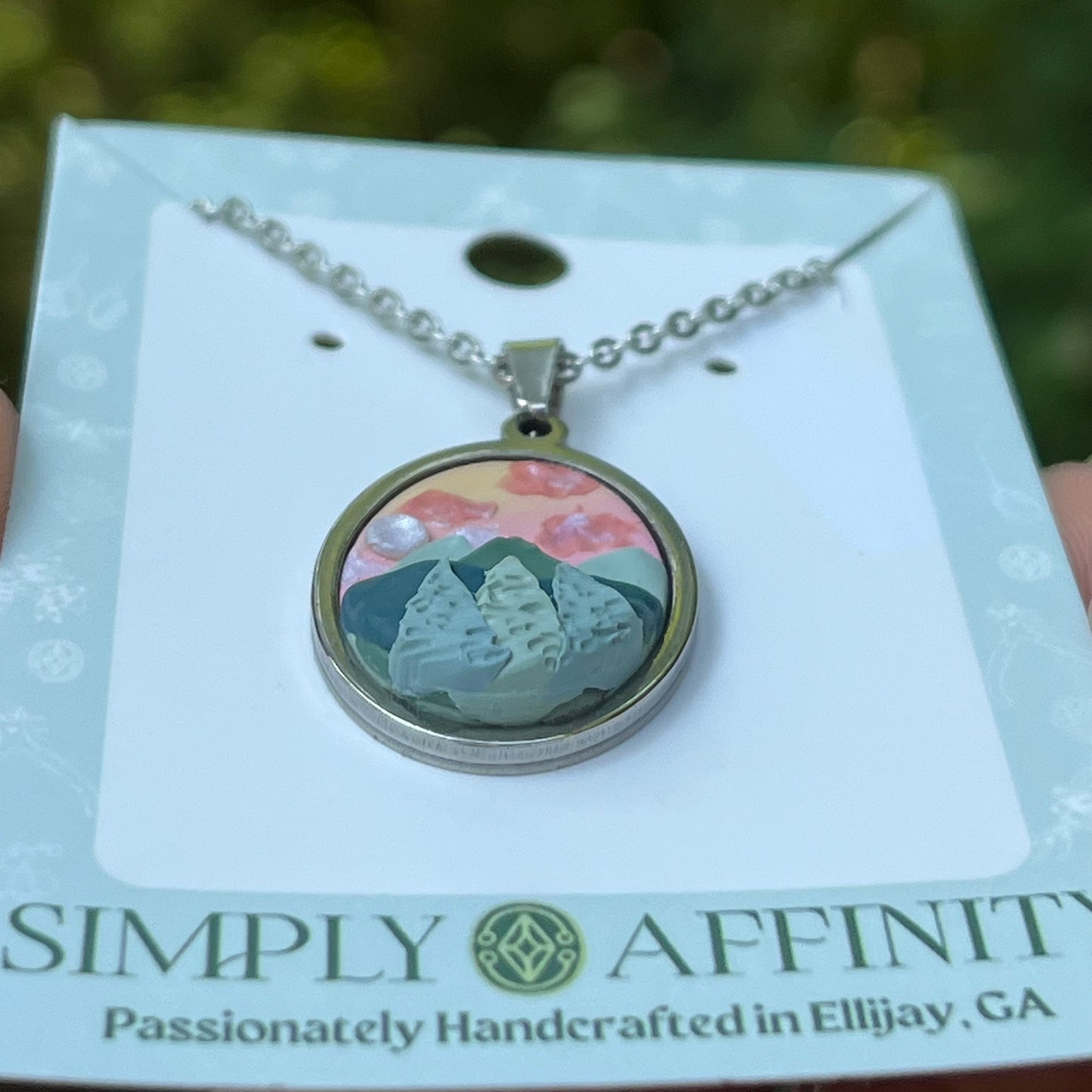Pastel Mountain Sunset Necklace