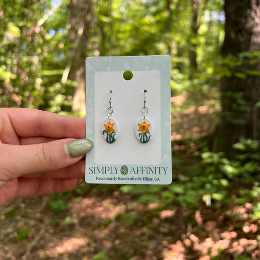 Daffodil Earrings on White