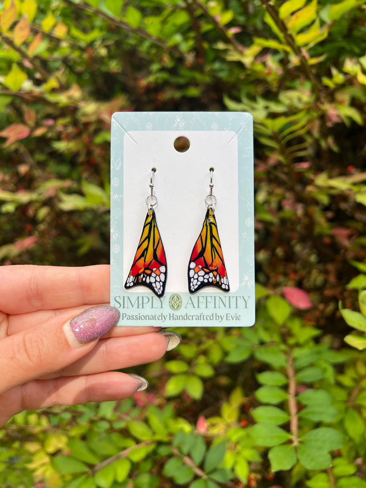 Reserved for April - Monarch Butterfly Wing Earrings