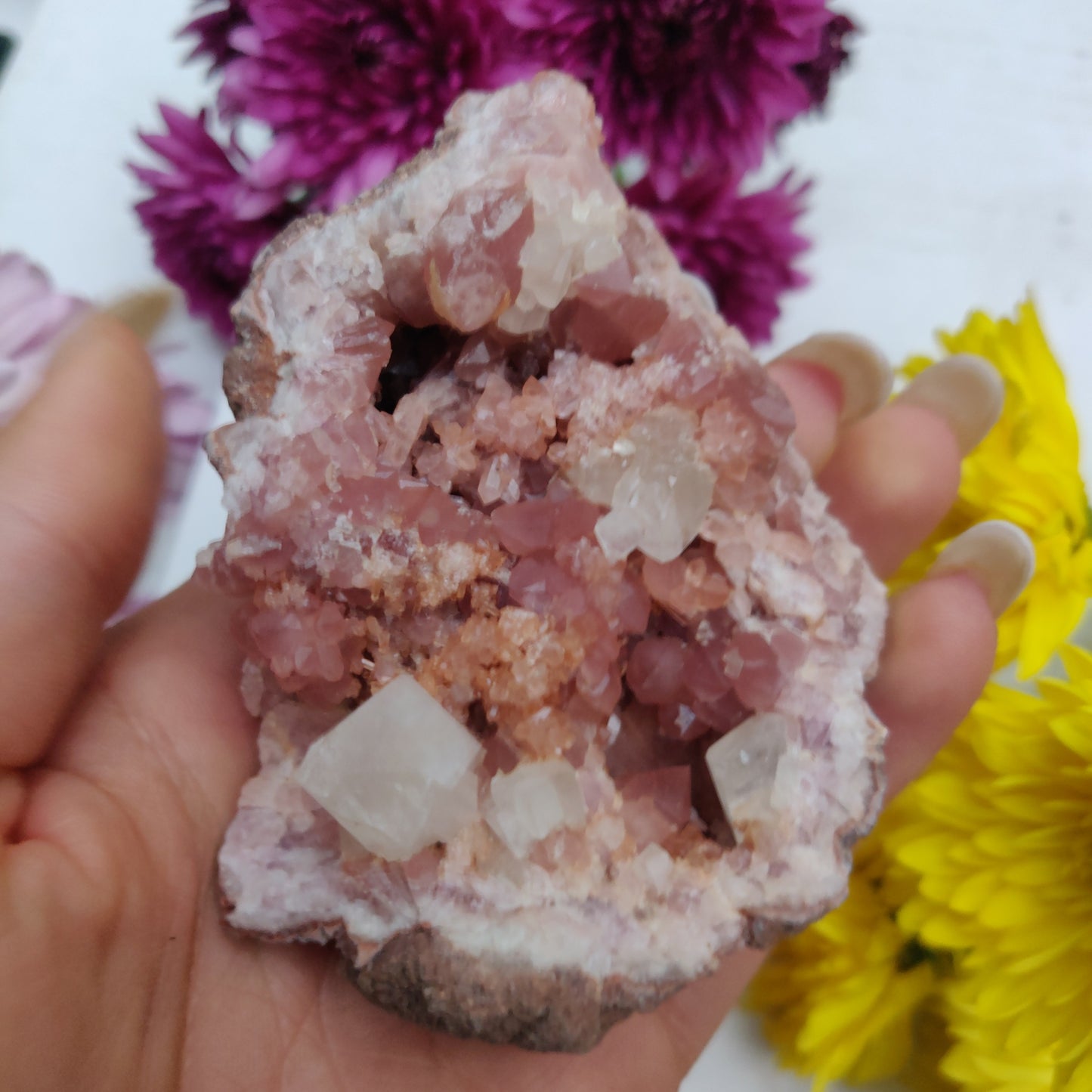 Pink Amethyst Geode with Fluorescent Calcite (#M3) - Simply Affinity