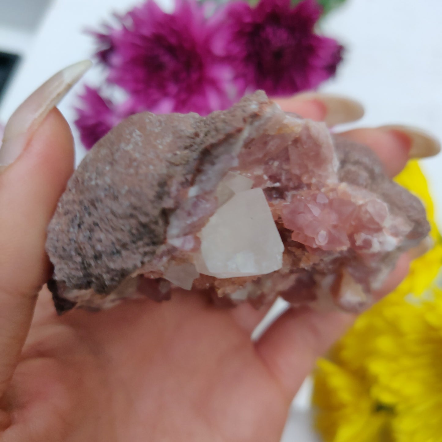 Pink Amethyst Geode with Fluorescent Calcite (#M3) - Simply Affinity