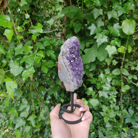 Amethyst Druzy Free Form on Metal Stand (#2) - Simply Affinity