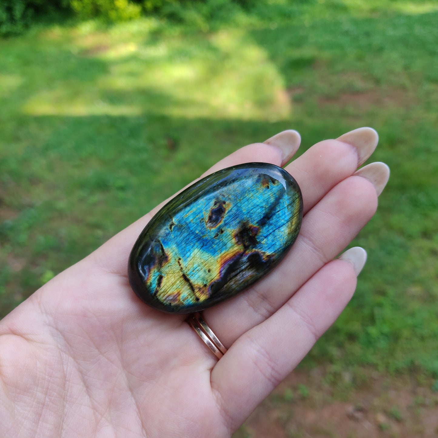 Labradorite Palm Stone (#M4)