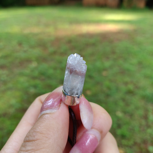 Quartz Cylinder Pendant with Rainbows includes a FREE Cotton Cord Necklace (#1) - Simply Affinity