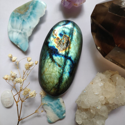 Labradorite Palm Stone (#E107)