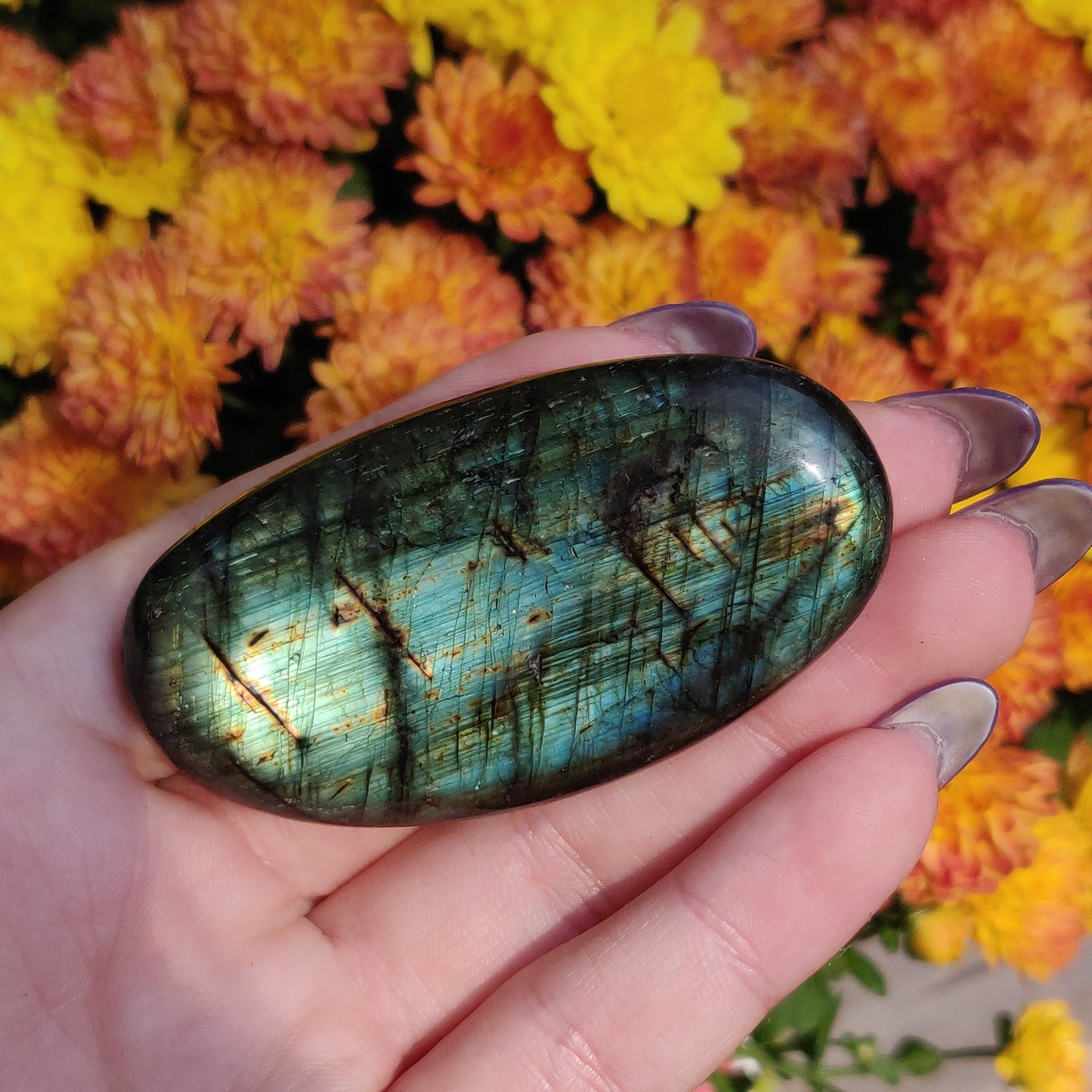 Labradorite Palm Stone (#A9)