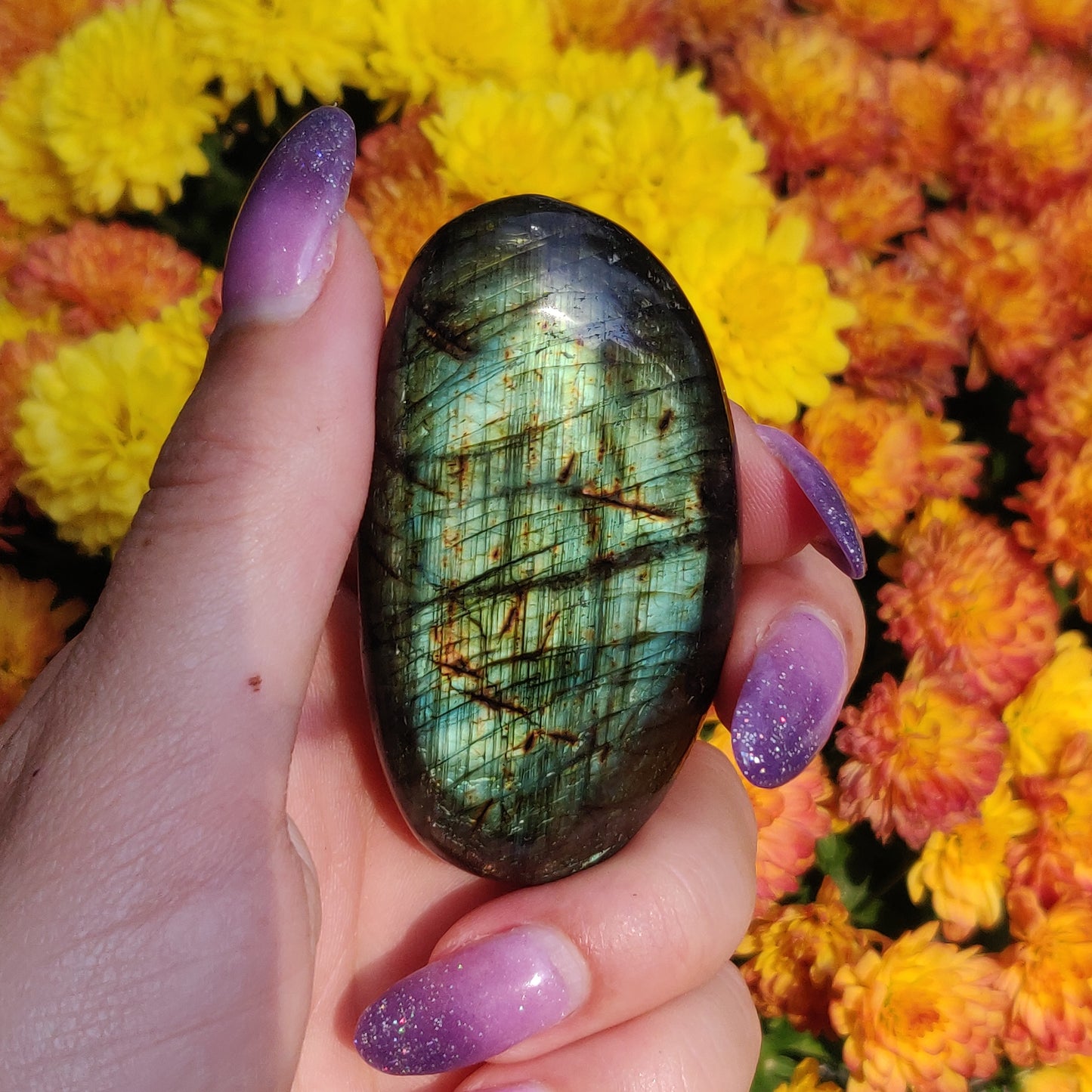 Labradorite Palm Stone (#A9)