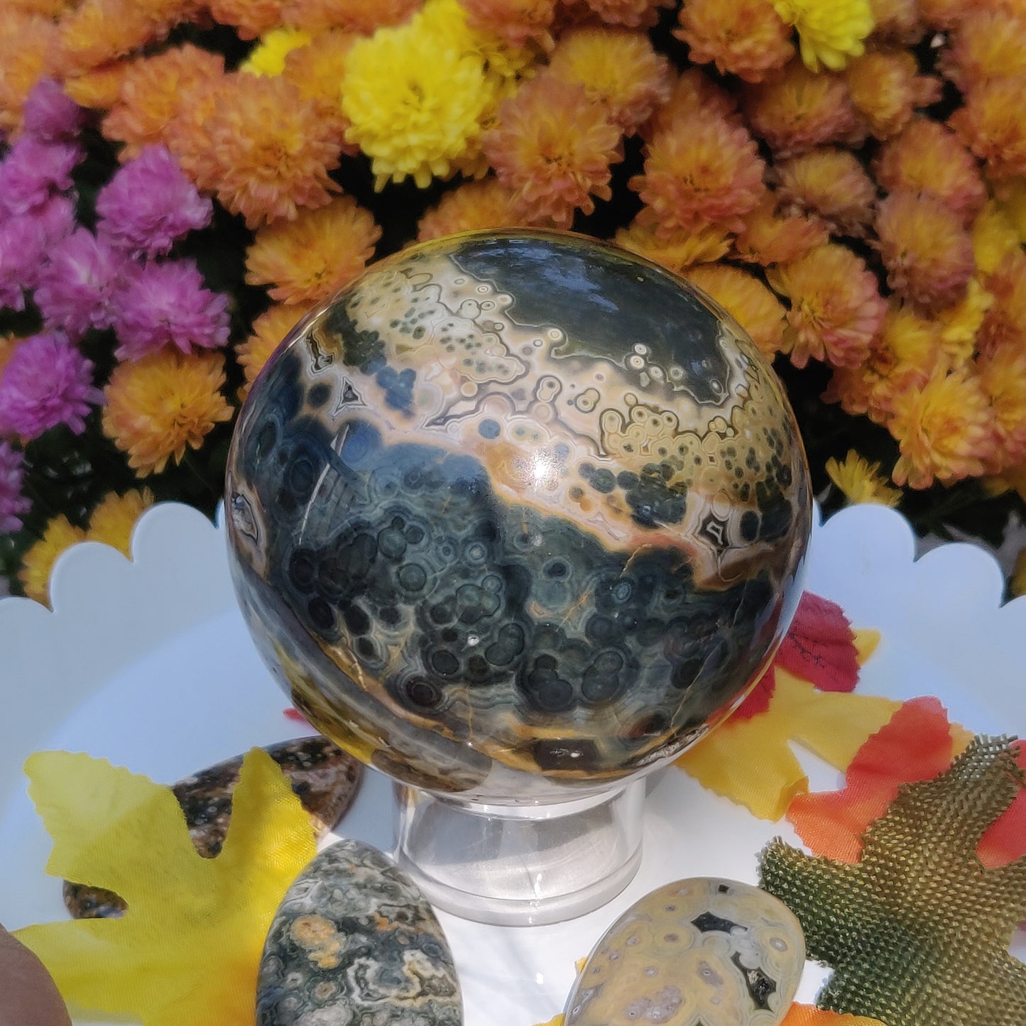 Large Ocean Jasper Sphere, High Quality Ocean Jasper Sphere (#A1)