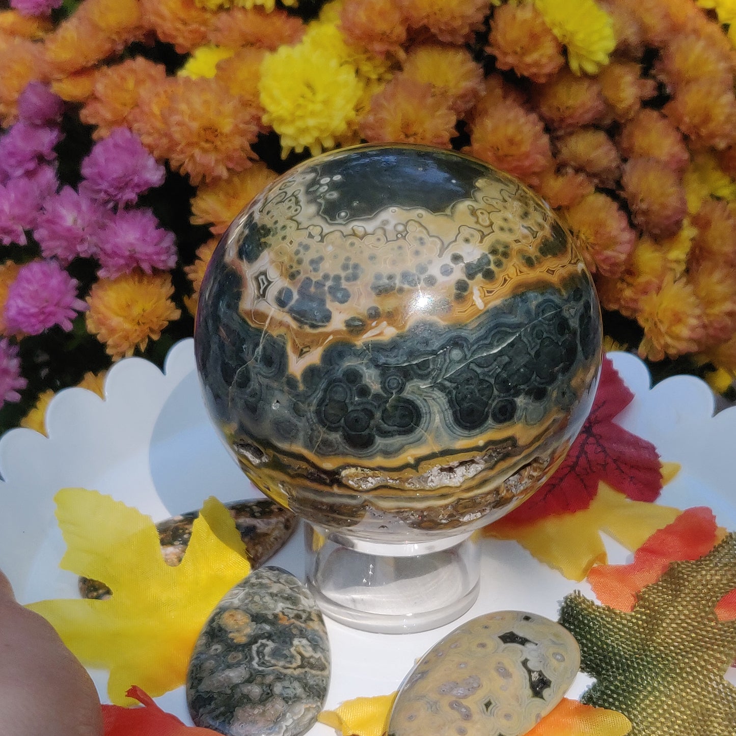 Large Ocean Jasper Sphere, High Quality Ocean Jasper Sphere (#A1)