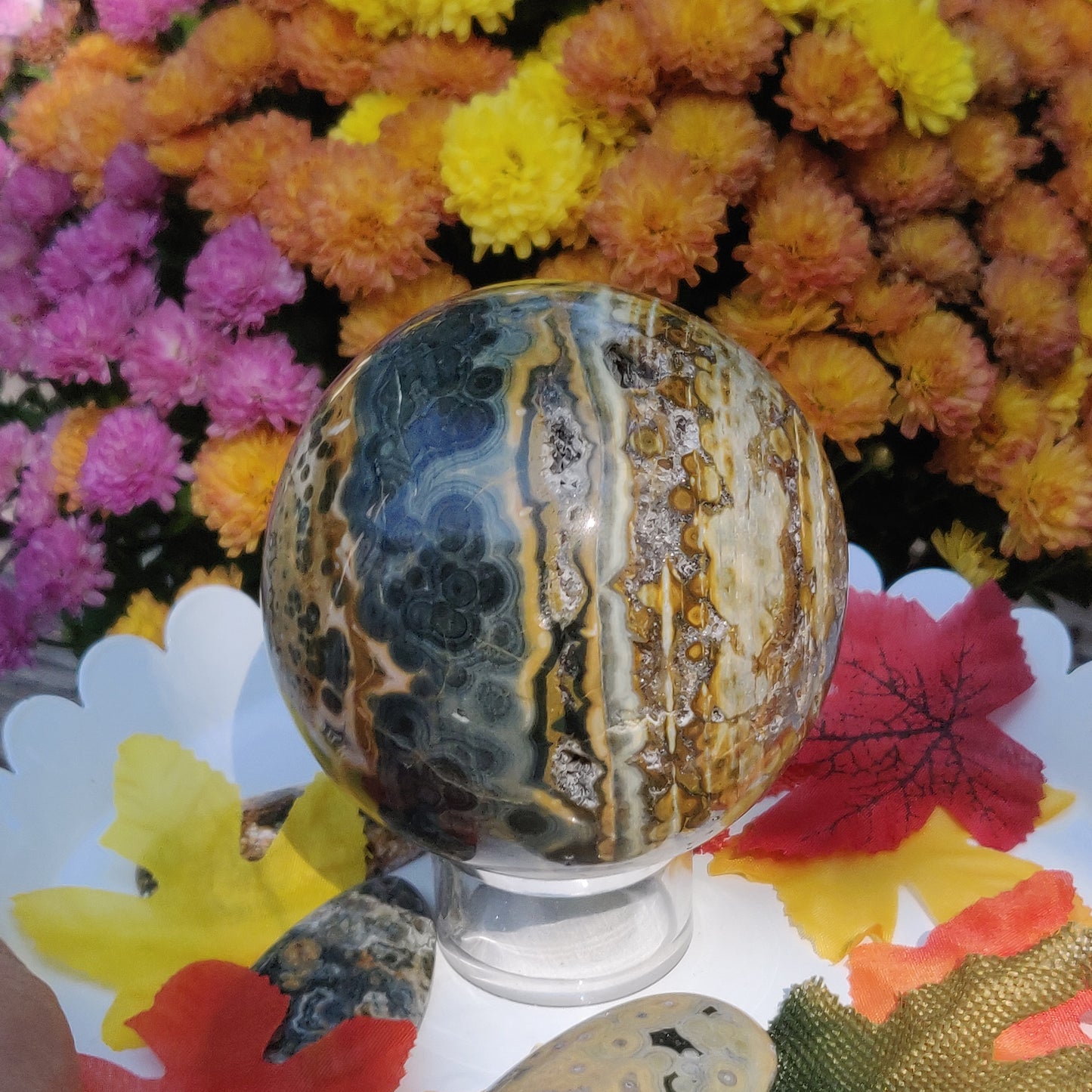 Large Ocean Jasper Sphere, High Quality Ocean Jasper Sphere (#A1)