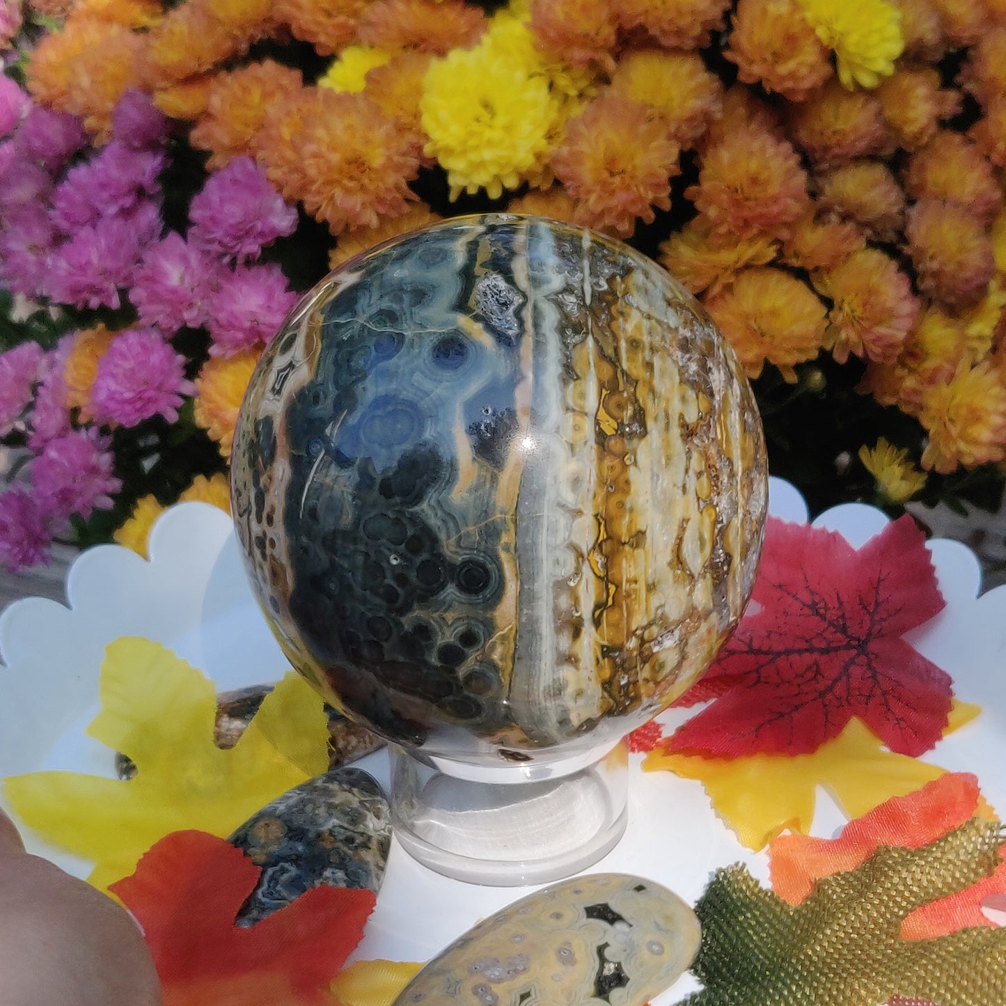 Large Ocean Jasper Sphere, High Quality Ocean Jasper Sphere (#A1)