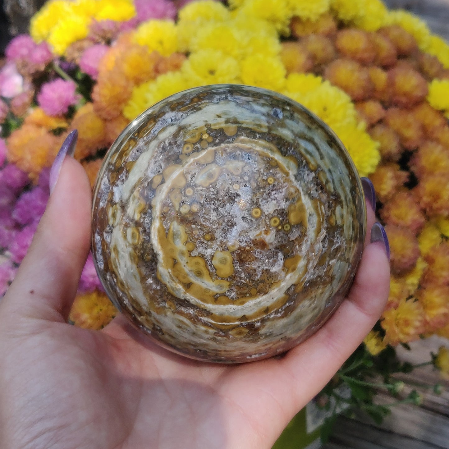Large Ocean Jasper Sphere, High Quality Ocean Jasper Sphere (#A1)