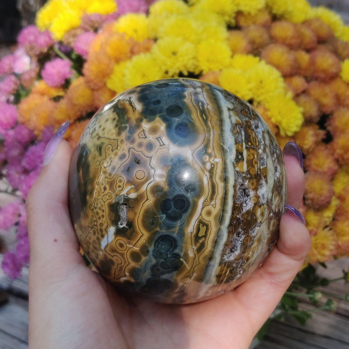 Large Ocean Jasper Sphere, High Quality Ocean Jasper Sphere (#A1)