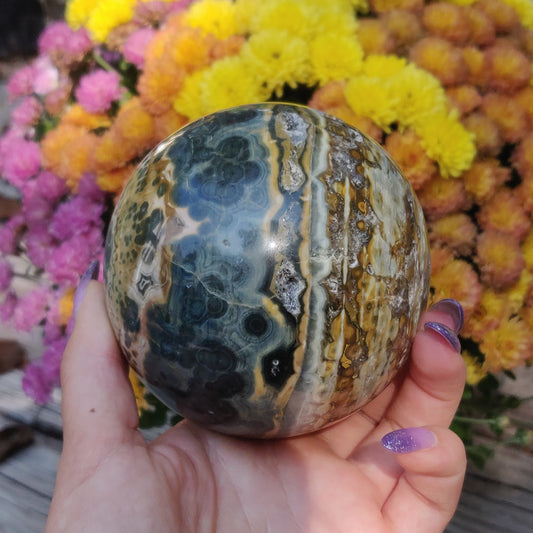 Large Ocean Jasper Sphere, High Quality Ocean Jasper Sphere (#A1)