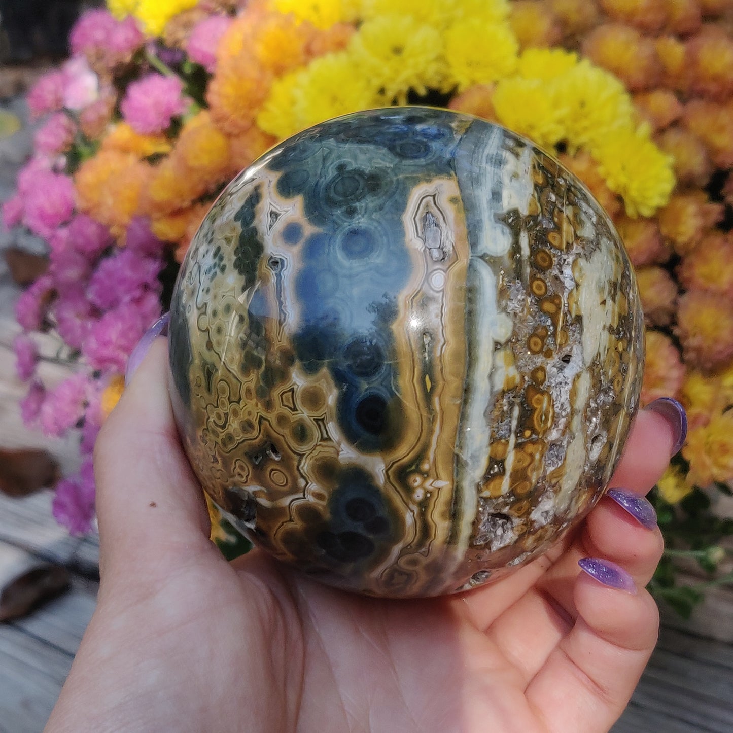 Large Ocean Jasper Sphere, High Quality Ocean Jasper Sphere (#A1)