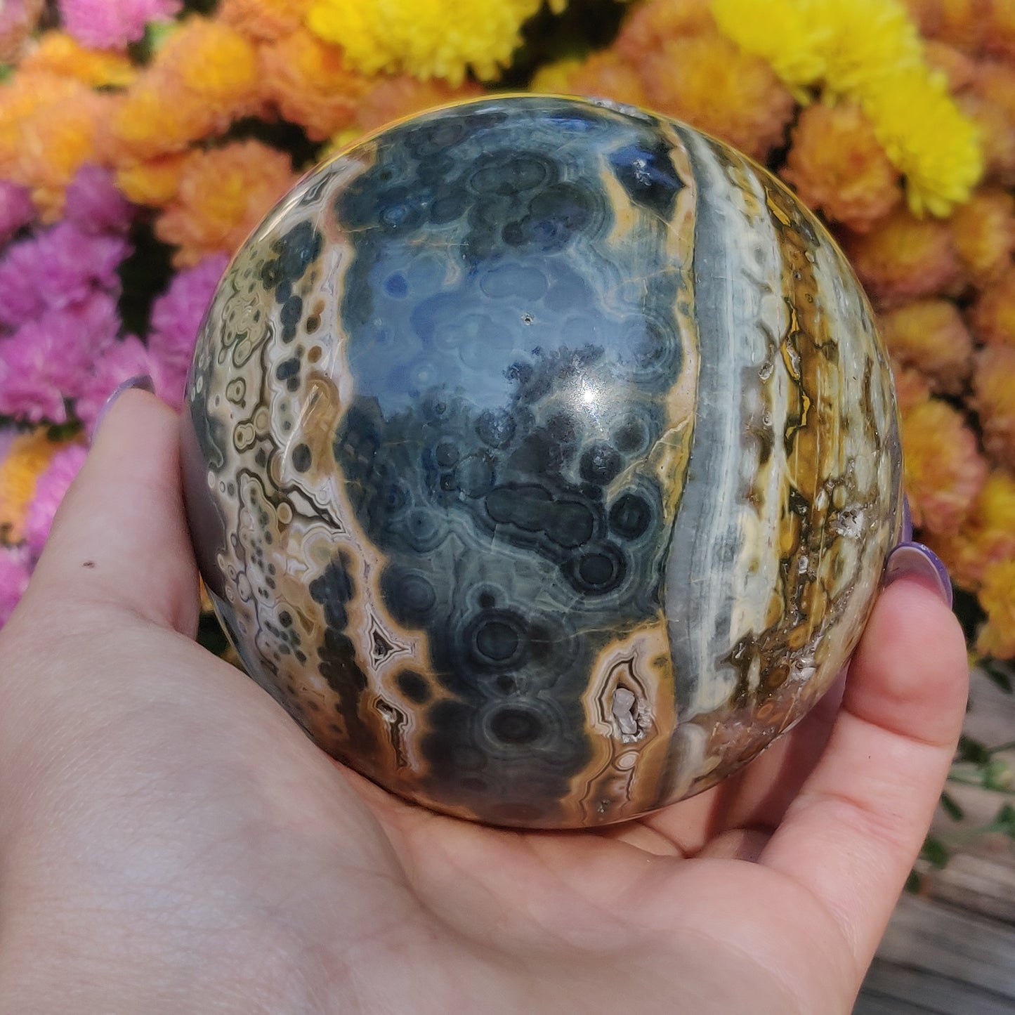 Large Ocean Jasper Sphere, High Quality Ocean Jasper Sphere (#A1)