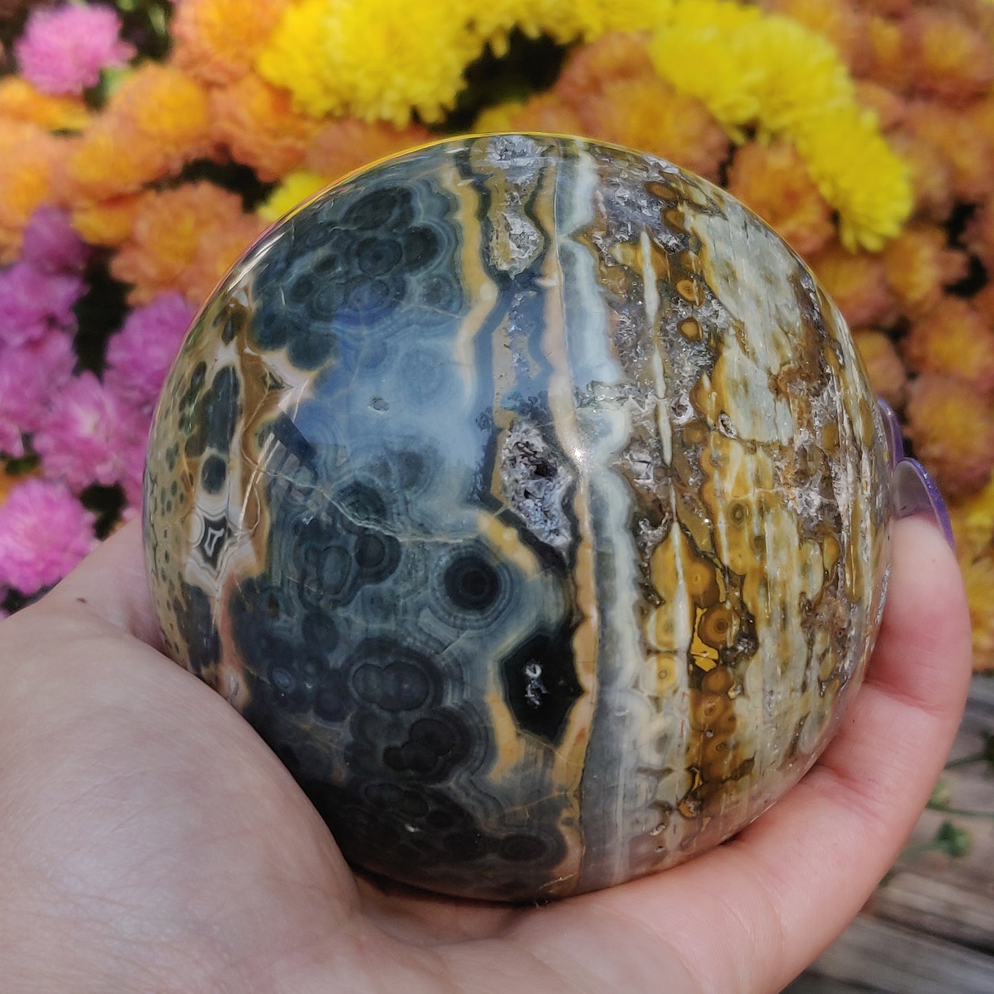 Large Ocean Jasper Sphere, High Quality Ocean Jasper Sphere (#A1)