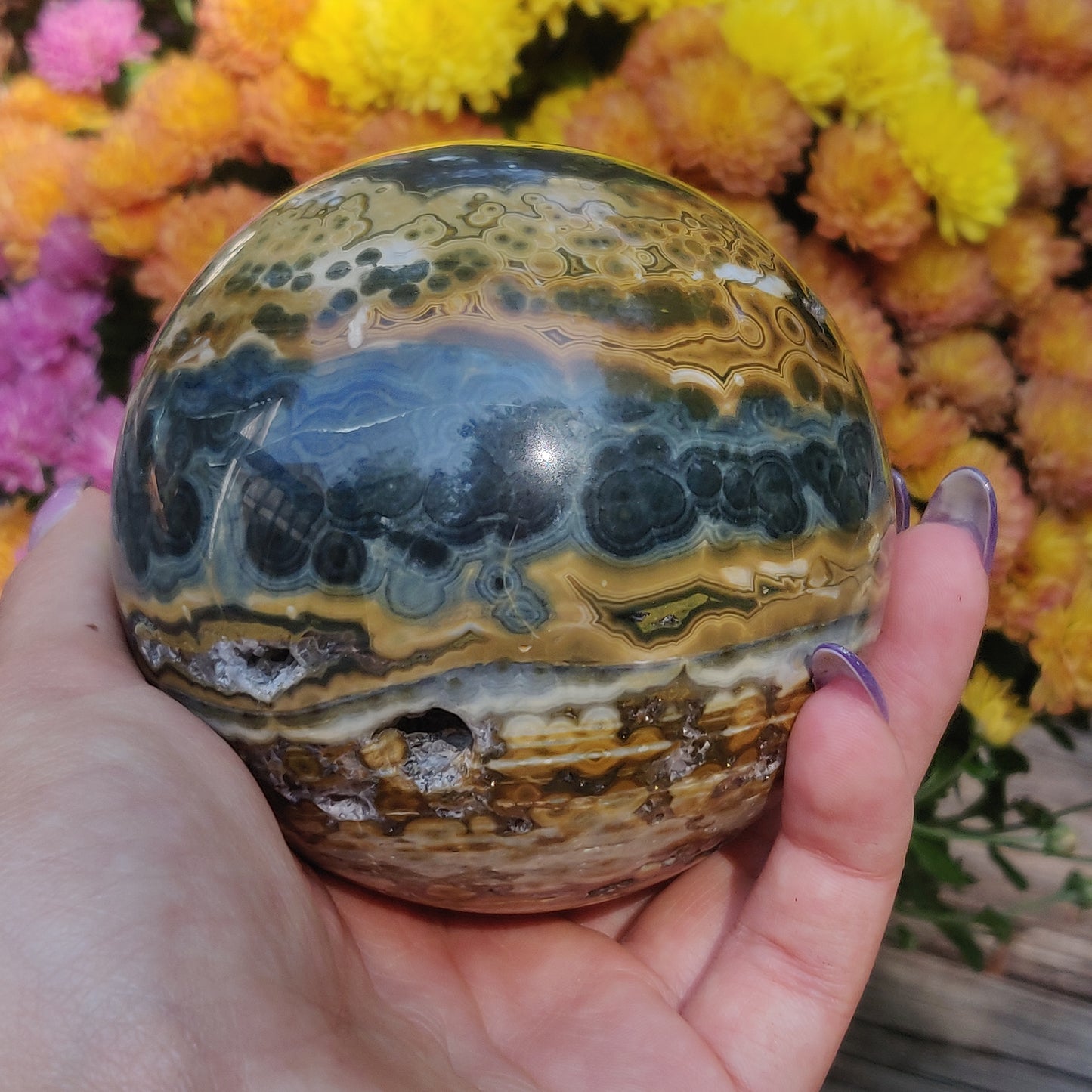 Large Ocean Jasper Sphere, High Quality Ocean Jasper Sphere (#A1)