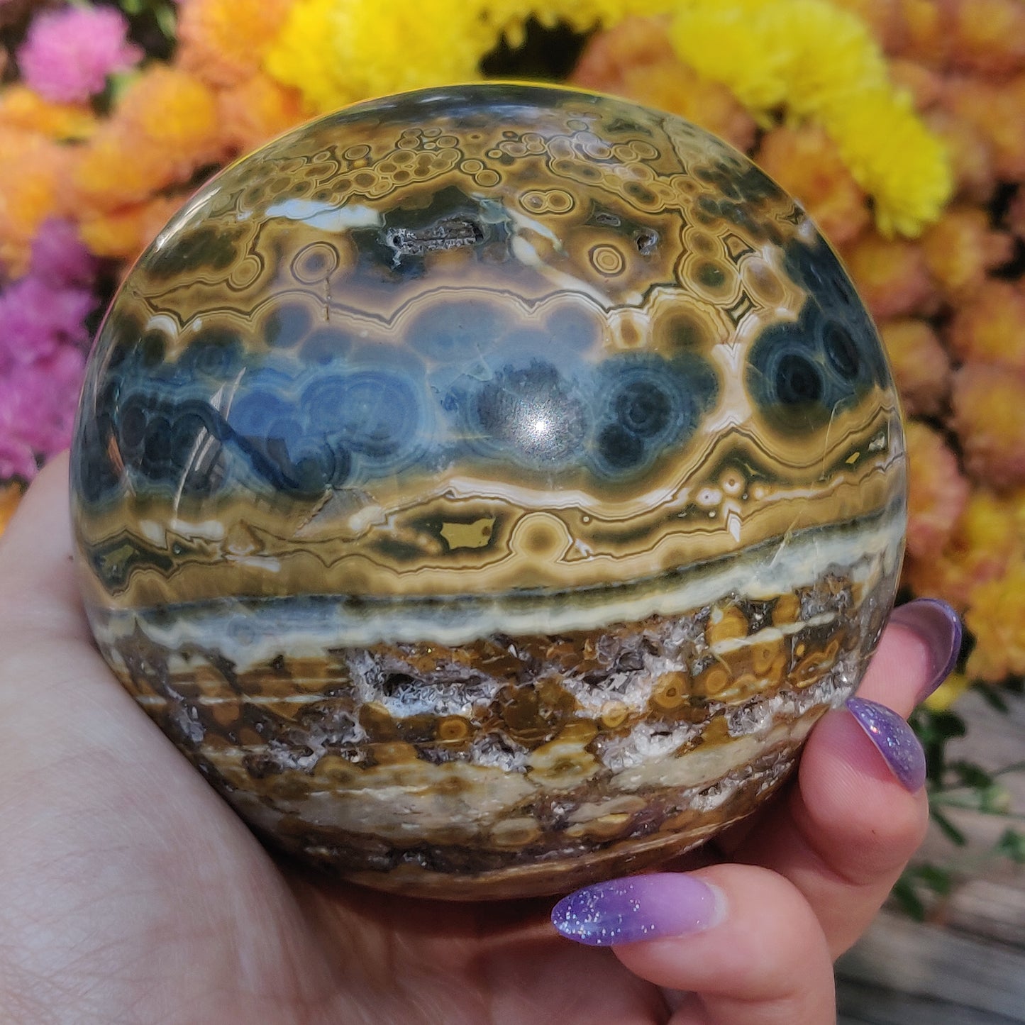 Large Ocean Jasper Sphere, High Quality Ocean Jasper Sphere (#A1)