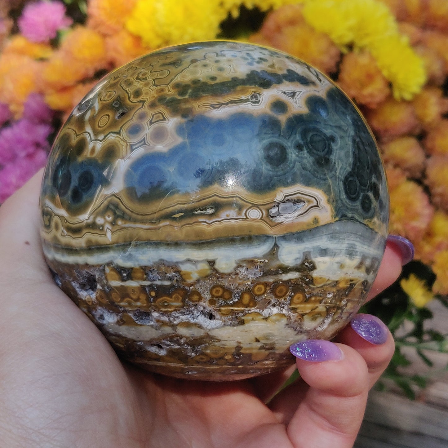 Large Ocean Jasper Sphere, High Quality Ocean Jasper Sphere (#A1)