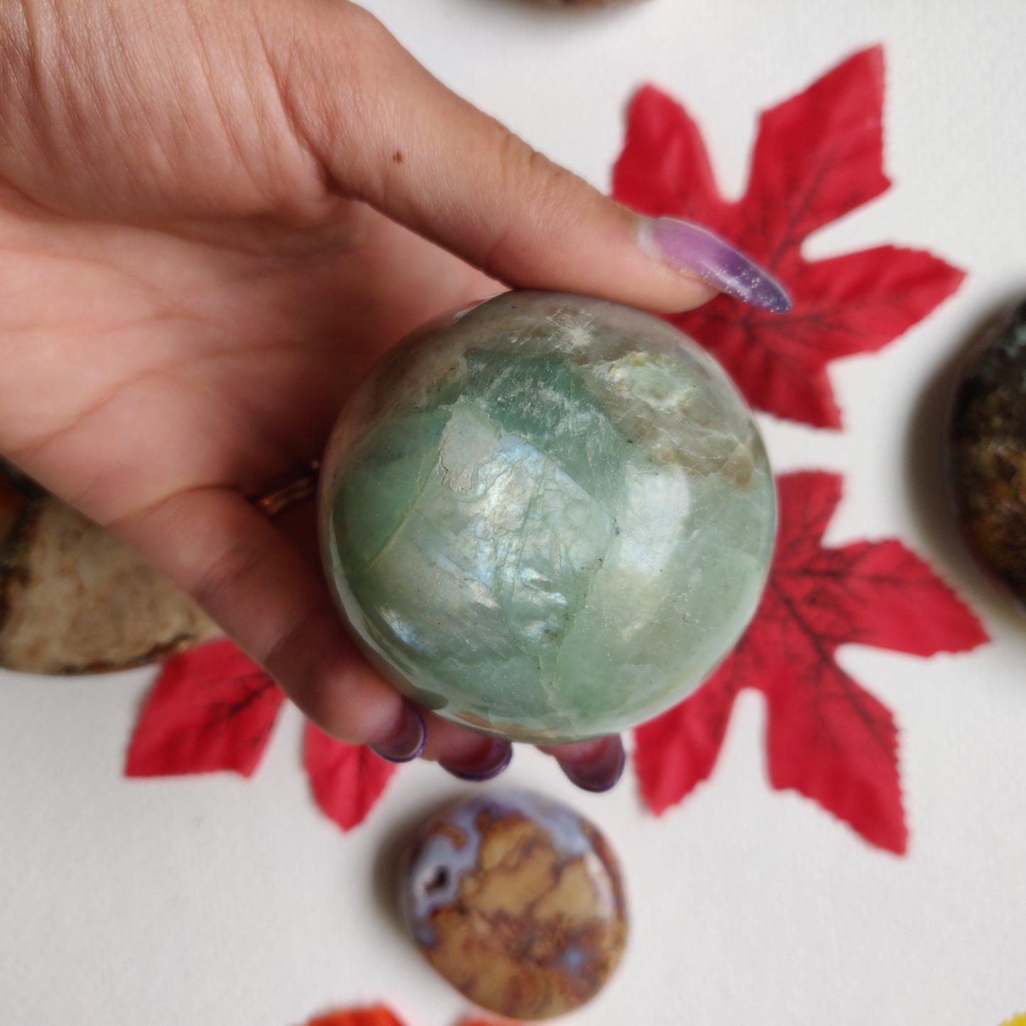 BLUE FLASH Garnierite Sphere (#A1)