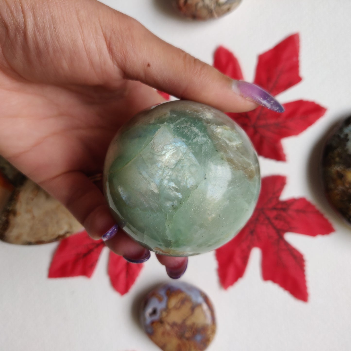 BLUE FLASH Garnierite Sphere (#A1)