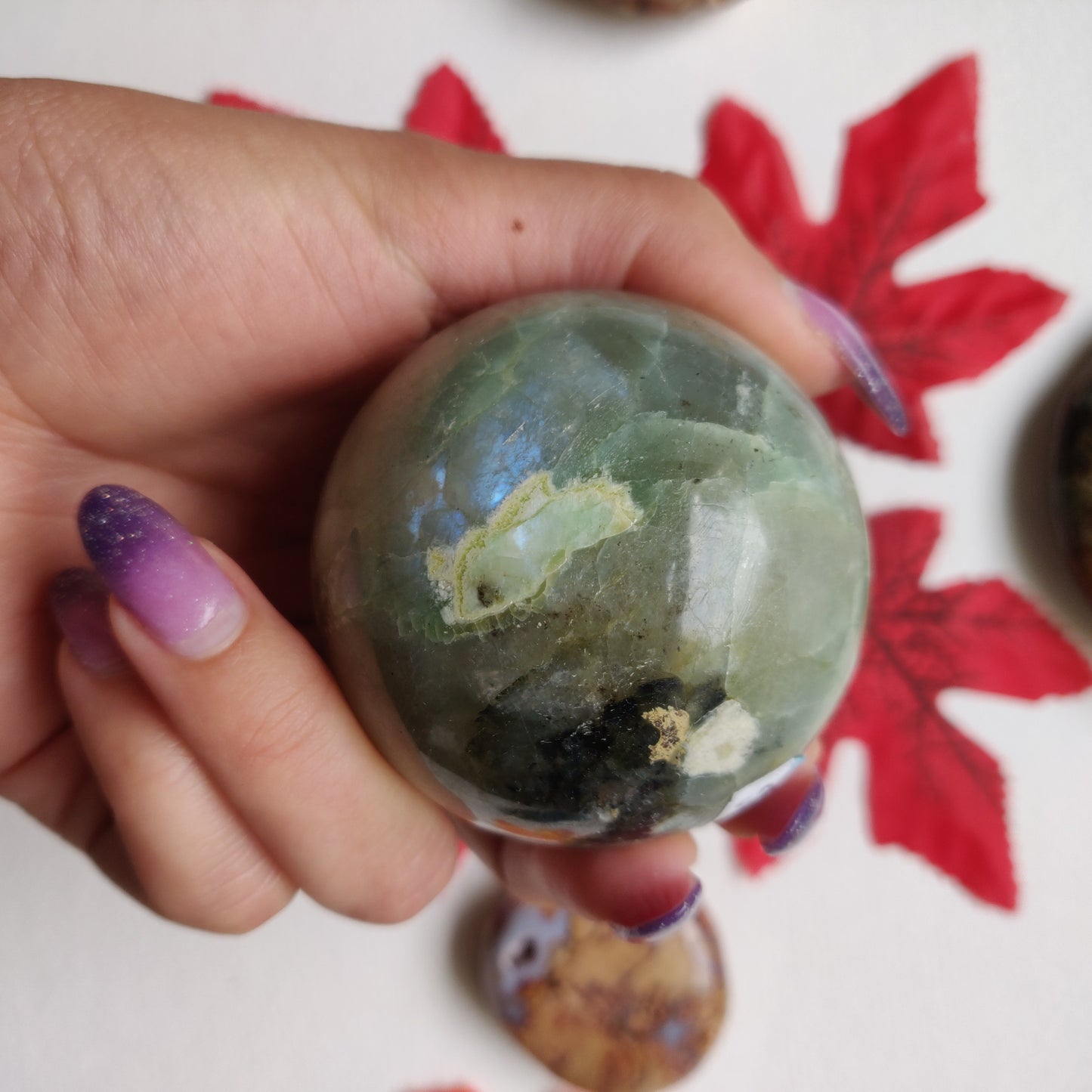 BLUE FLASH Garnierite Sphere (#A1)
