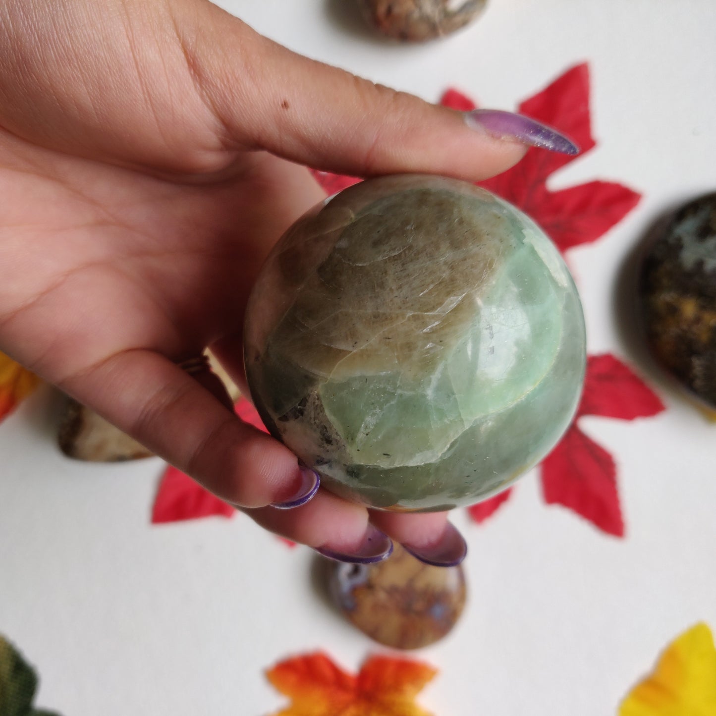 BLUE FLASH Garnierite Sphere (#A1)