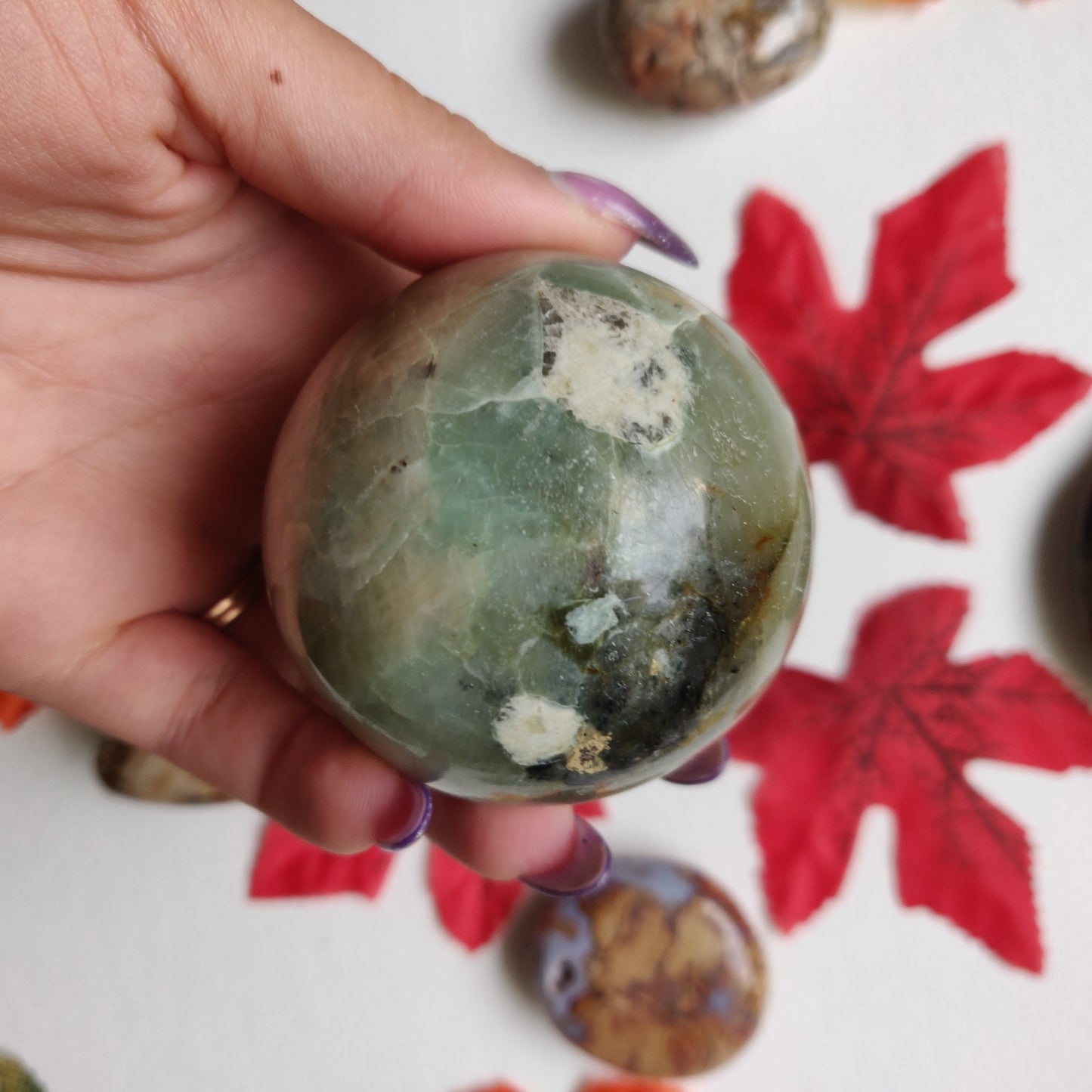 BLUE FLASH Garnierite Sphere (#A1)