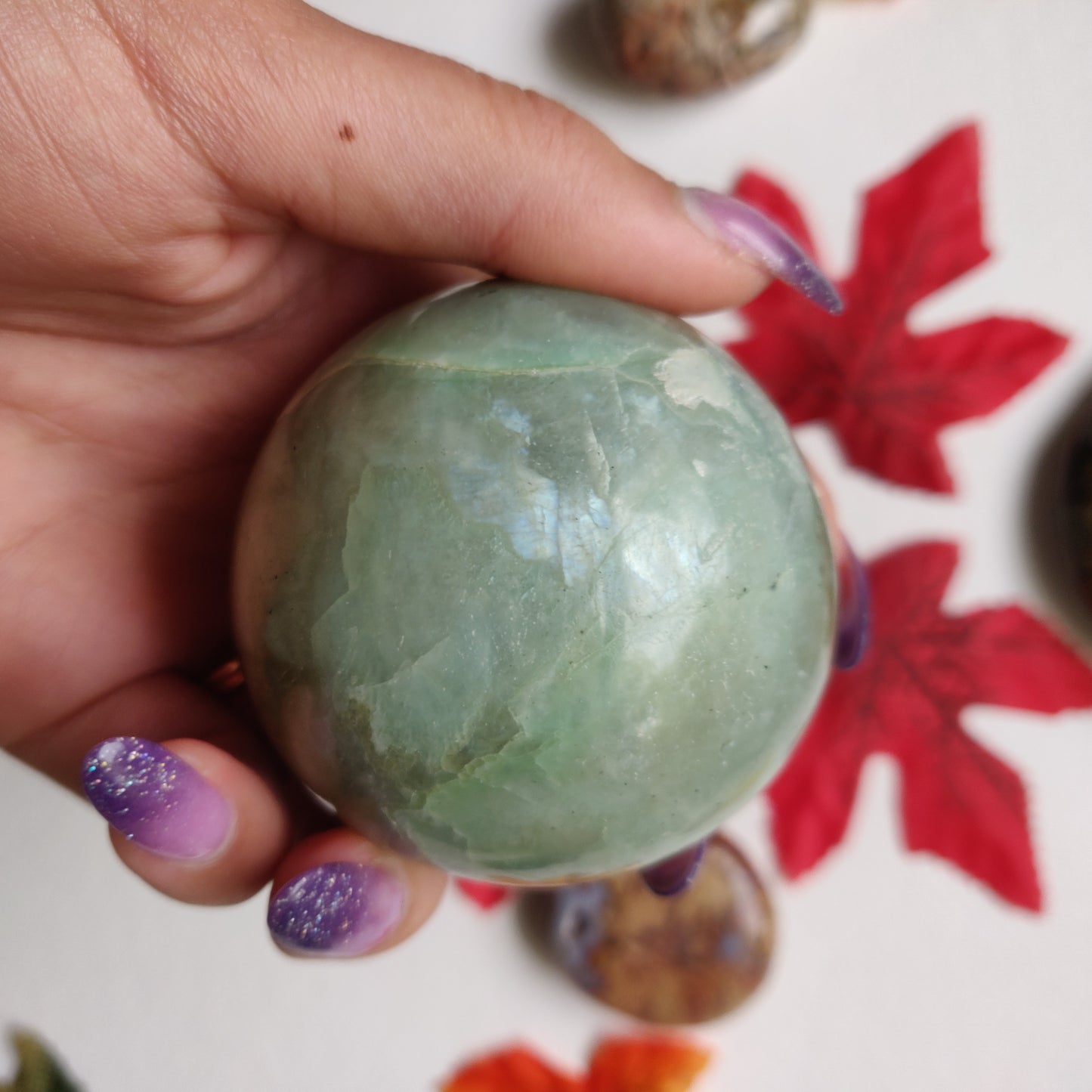 BLUE FLASH Garnierite Sphere (#A1)