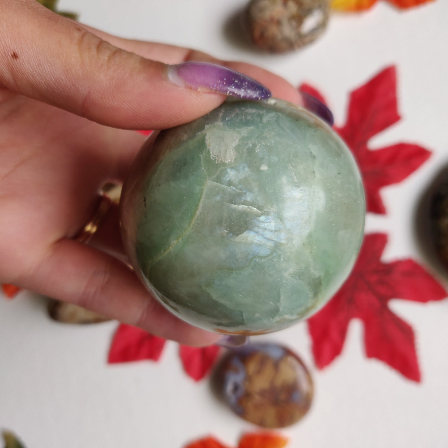 BLUE FLASH Garnierite Sphere (#A1)