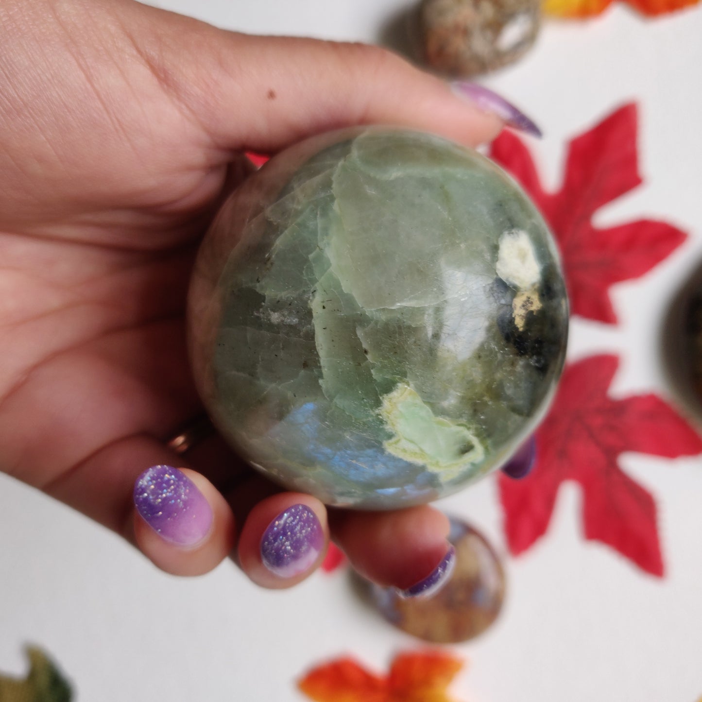BLUE FLASH Garnierite Sphere (#A1)