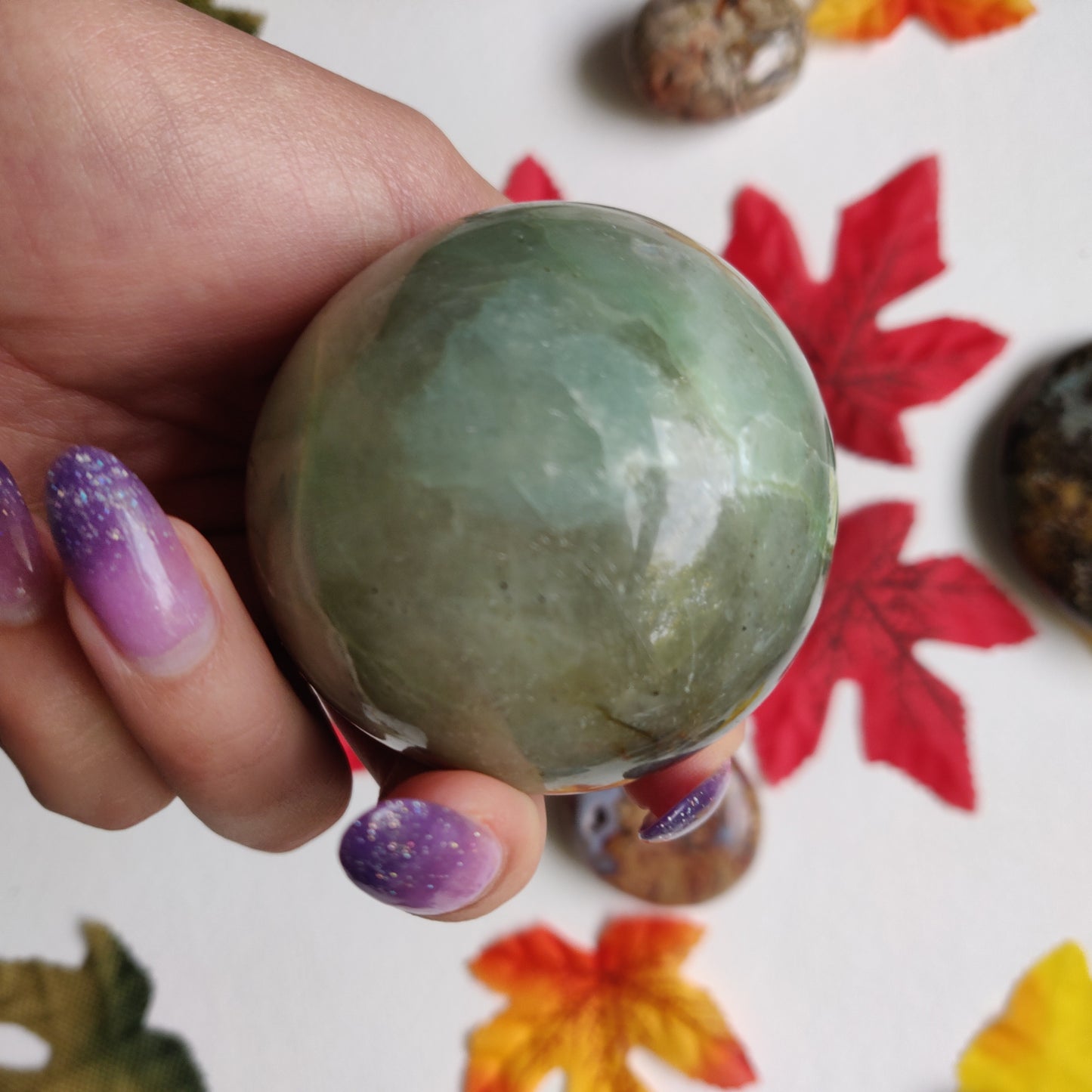 BLUE FLASH Garnierite Sphere (#A1)