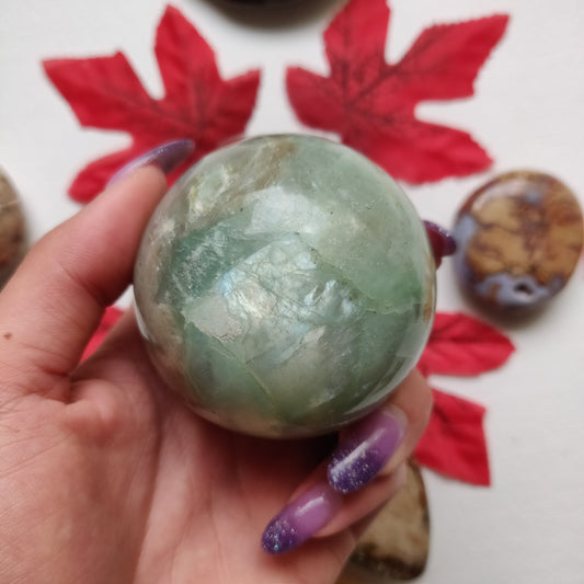 BLUE FLASH Garnierite Sphere (#A1)