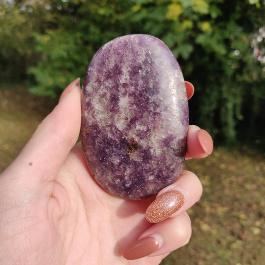 Lepidolite Palm Stone (#7)