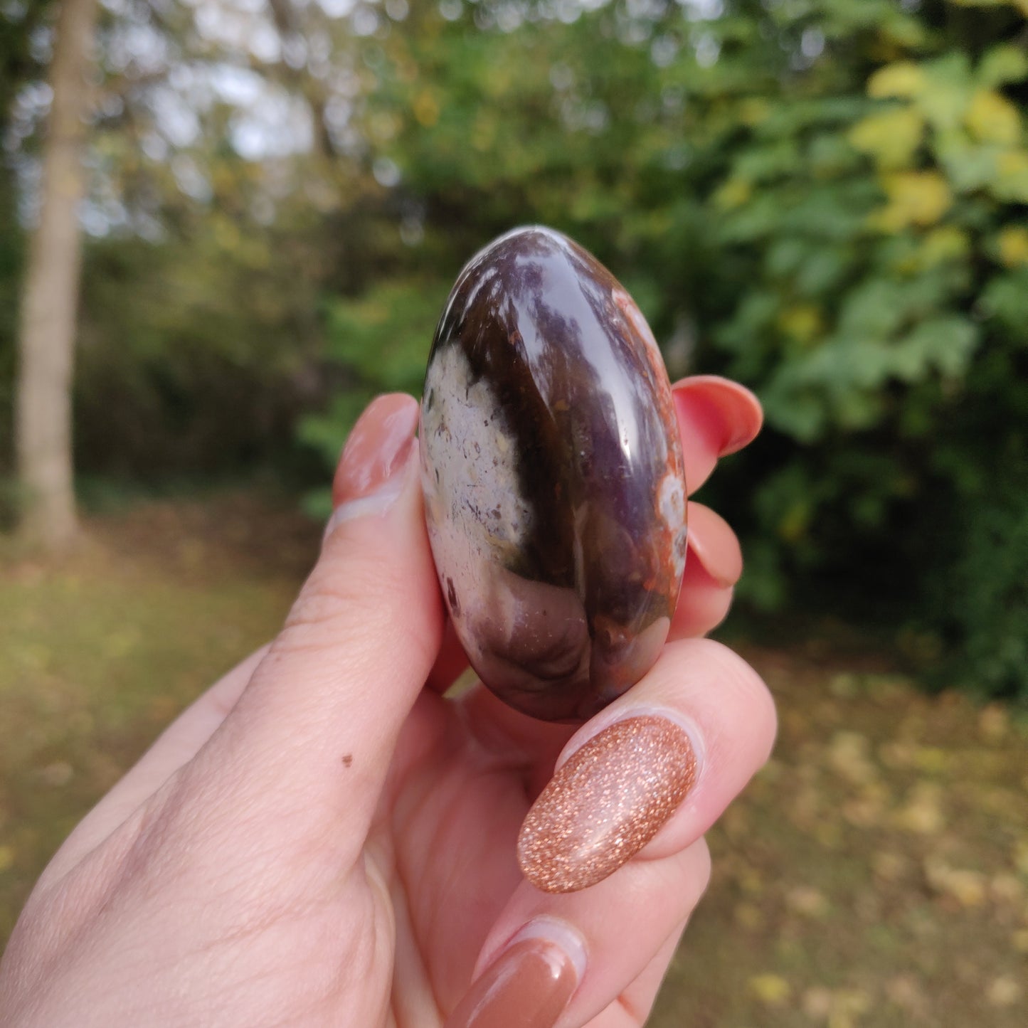 Violet Flame Agate Palm Stone (#7)