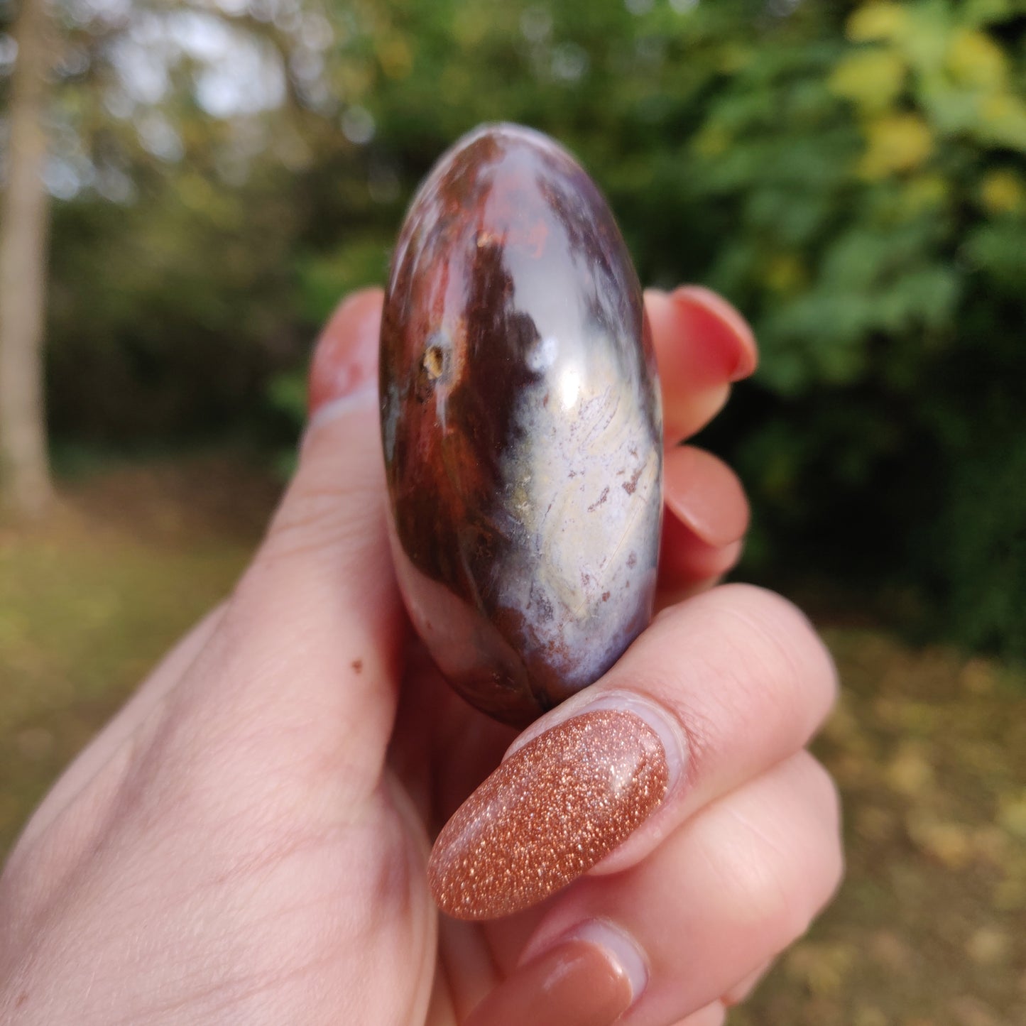 Violet Flame Agate Palm Stone (#7)